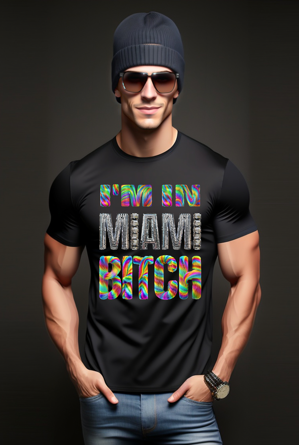 I'm in Miami Bitch Rainbow Mirror T-Shirts | Grooveman Music