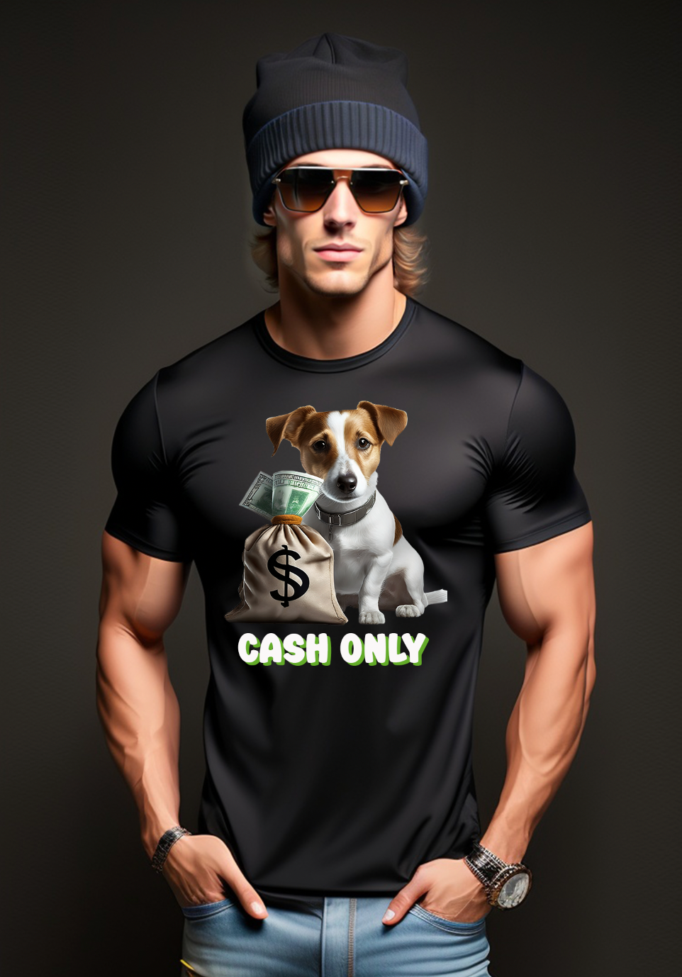 Jack Russell Dog Cash Only Exclusive T-Shirts | Grooveman Music