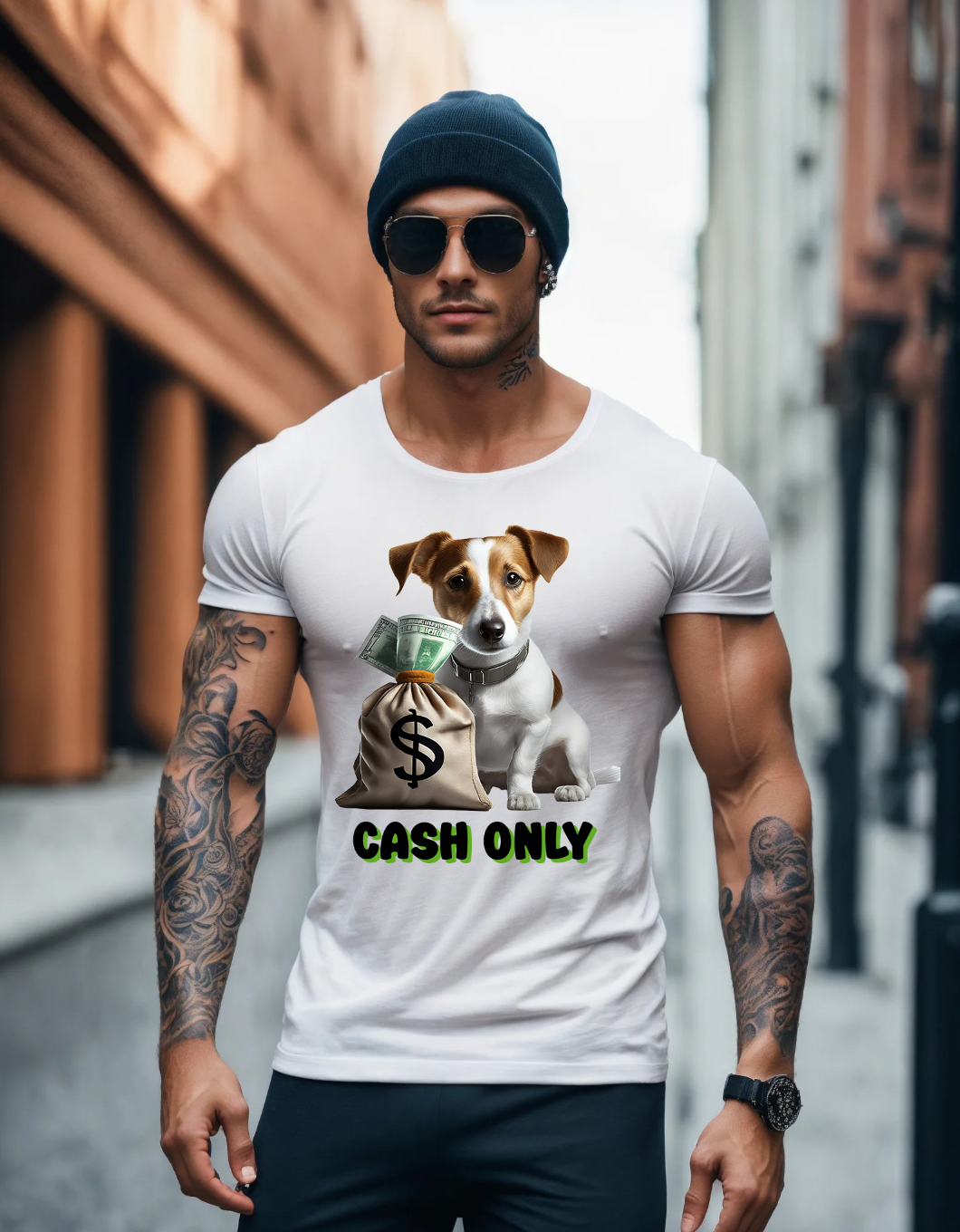 Jack Russell Dog Cash Only Exclusive T-Shirts | Grooveman Music