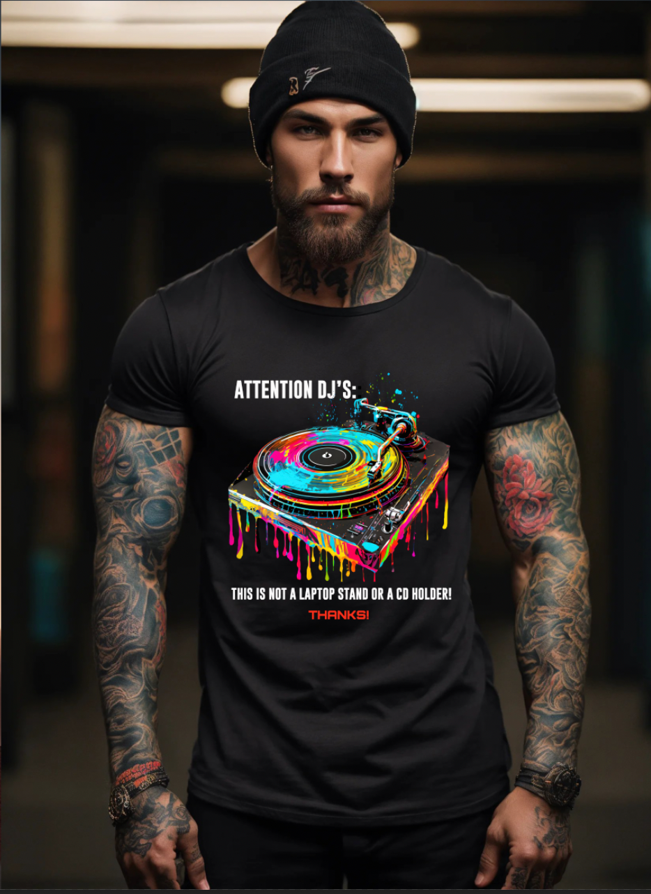 Turntable Attention DJ'S Exclusive T-Shirts | Grooveman Music