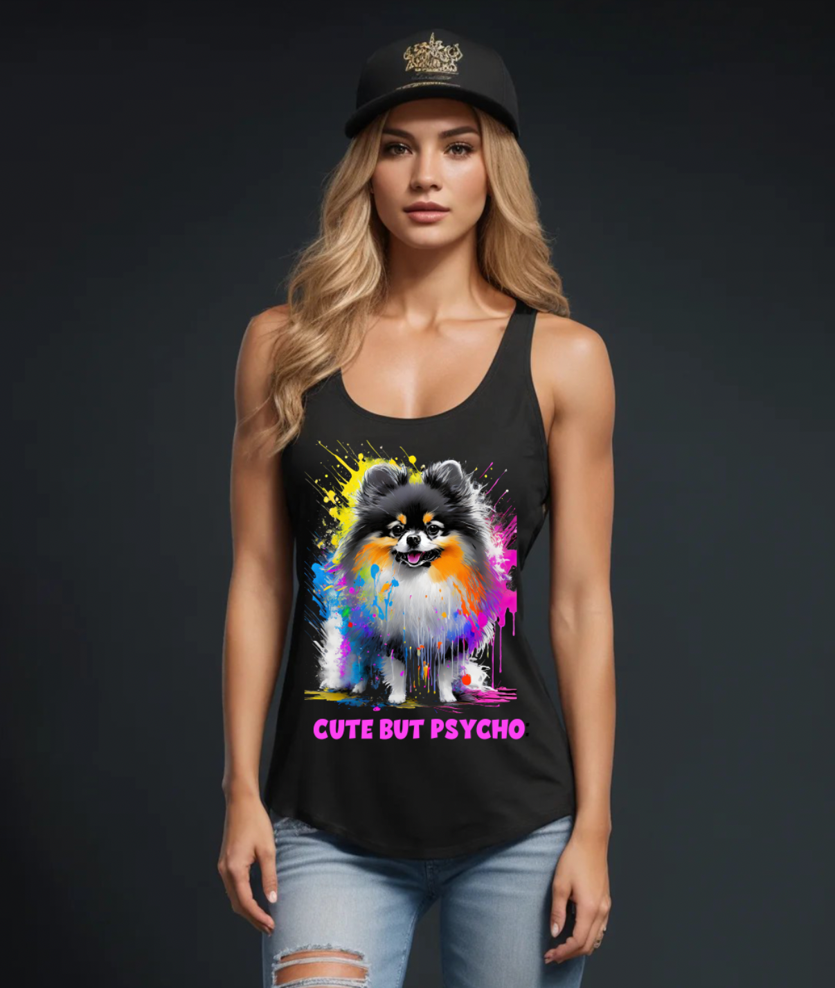 Pomeranian Cute But Psycho Tank Top | Grooveman Music