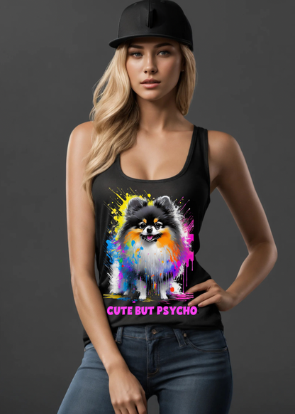 Pomeranian Cute But Psycho Tank Top | Grooveman Music