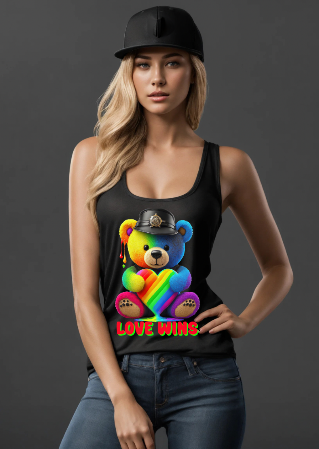 Teddy Love Wins Rainbow Tank Top | Grooveman Music