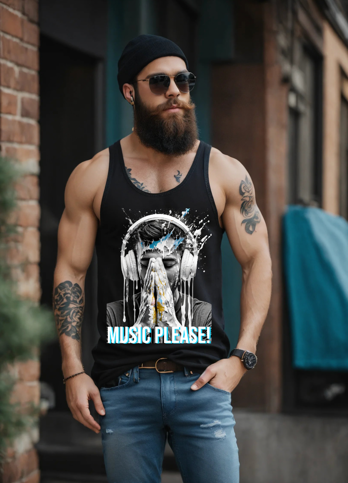 Praying Hands Music Please Art design Exclusive Tank Top | Grooveman Music