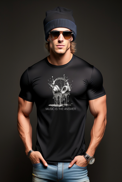 Music is the Answer Black Collection Art Exclusive T-Shirts | Grooveman Music