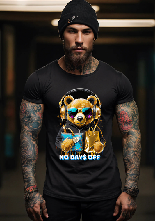 Teddy No Days Off Money Bag Gold Exclusive T-Shirts | Grooveman Music