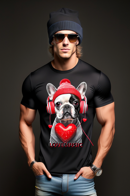 Frenchie Love Music Art Exclusive T-Shirts | Grooveman Music