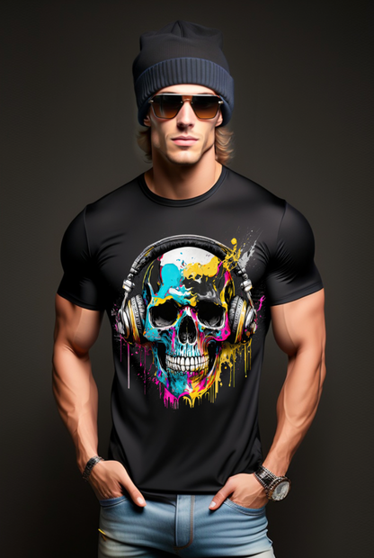 Skull Yellow Blue Art Exclusive T-Shirts | Grooveman Music