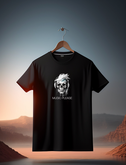 Skull Music Please Black Collection Art Exclusive T-Shirts | Grooveman Music