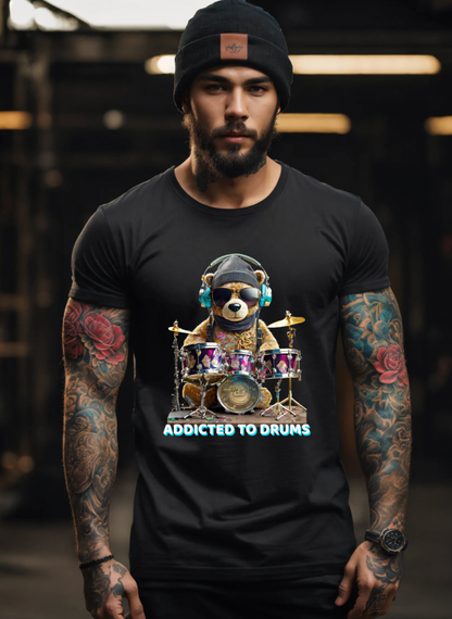 Teddy Addicted to Drums Art Exclusive T-Shirts | Grooveman Music