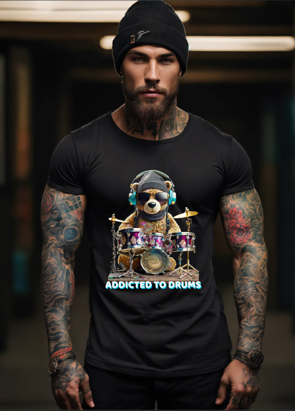 Teddy Addicted to Drums Art Exclusive T-Shirts | Grooveman Music