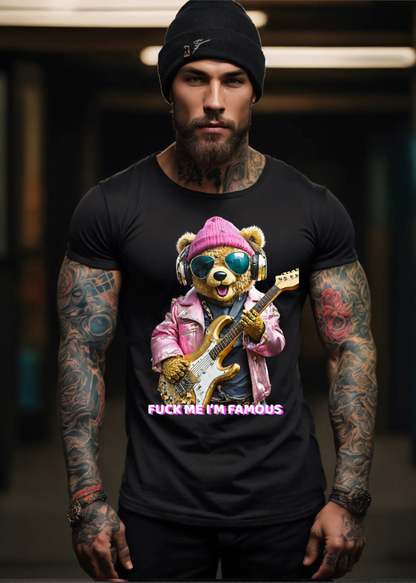 Teddy Guitar Fuck me I'm Famous Art Exclusive T-Shirts | Grooveman Music