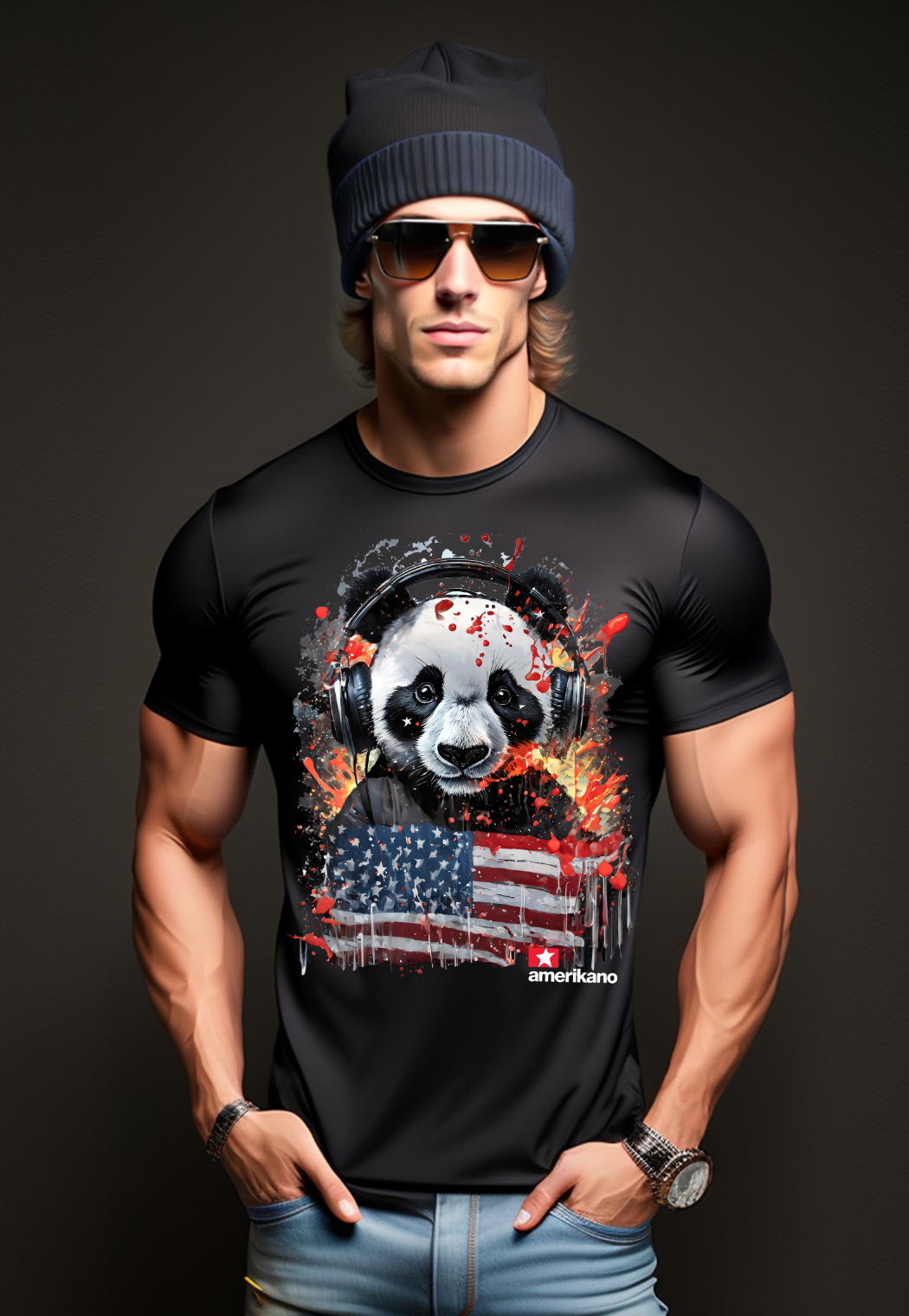 Panda Flag Amerikano TM Exclusive T-Shirts | Grooveman Music