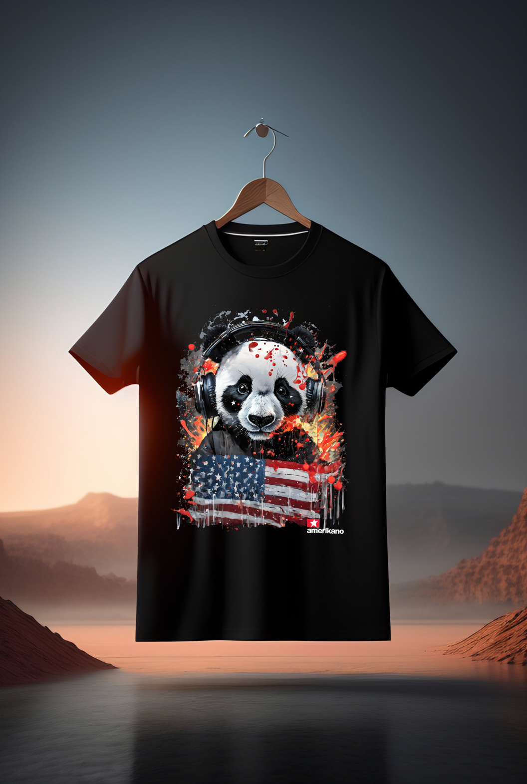 Panda Flag Amerikano TM Exclusive T-Shirts | Grooveman Music