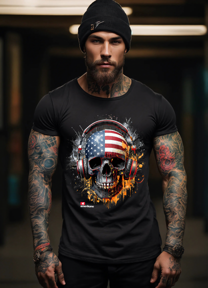 Skull Flag Amerikano TM Exclusive T-Shirts | Grooveman Music