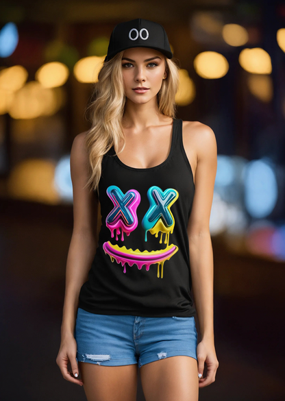 Happy Face Neon Pink Art Exclusive Tank Top | Grooveman Music