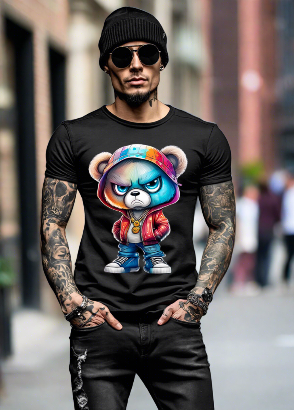 Teddy Angry Colorful Art Exclusive T-Shirts | Grooveman Music