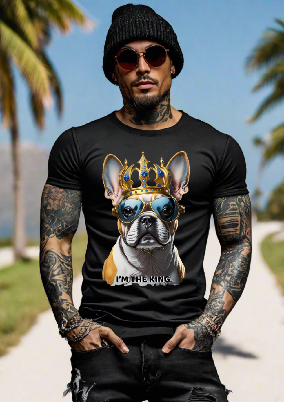 Frenchie I'm the King Art Exclusive T-Shirts | Grooveman Music