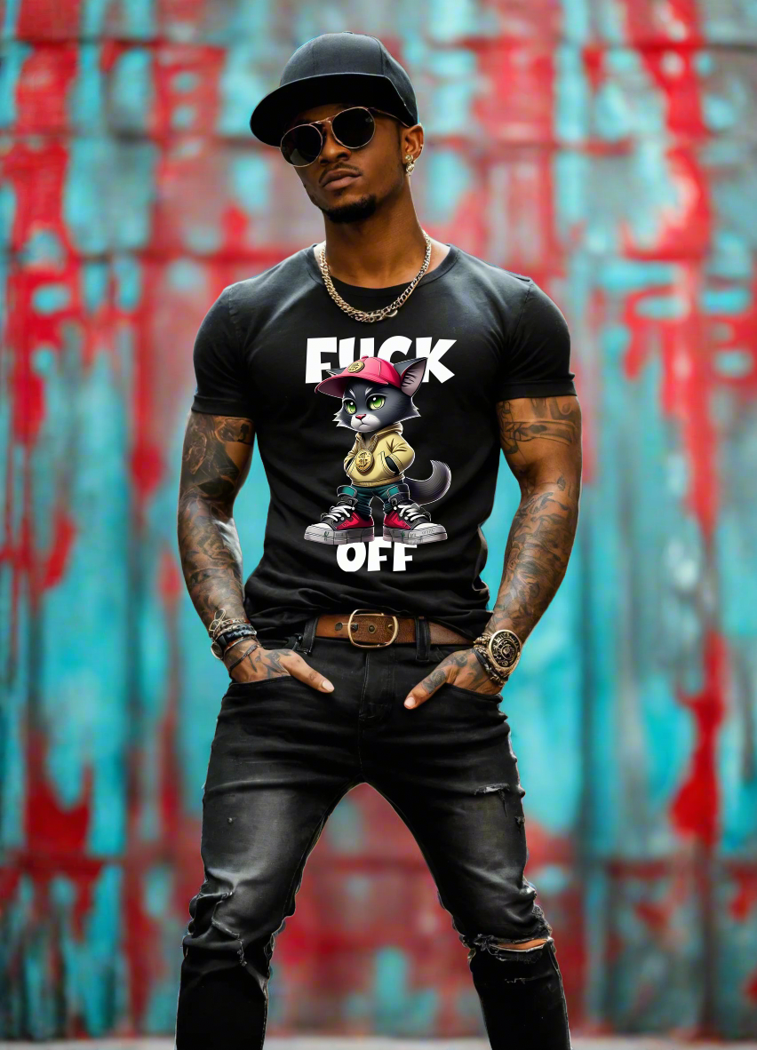 Cat Gangster Fuck Off Art Exclusive T-Shirts | Grooveman Music