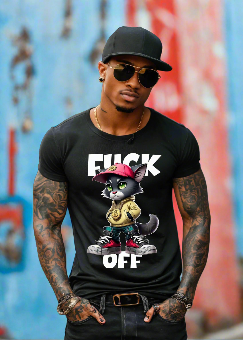 Cat Gangster Fuck Off Art Exclusive T-Shirts | Grooveman Music