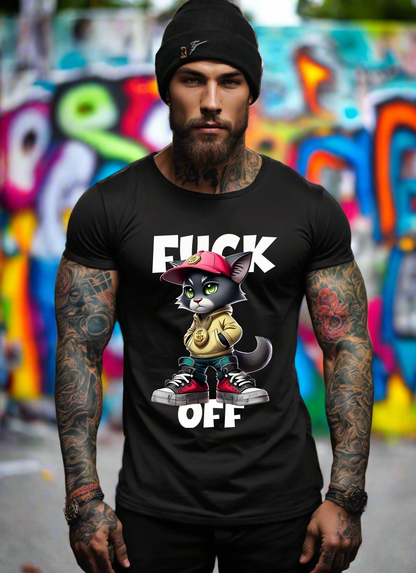 Cat Gangster Fuck Off Art Exclusive T-Shirts | Grooveman Music