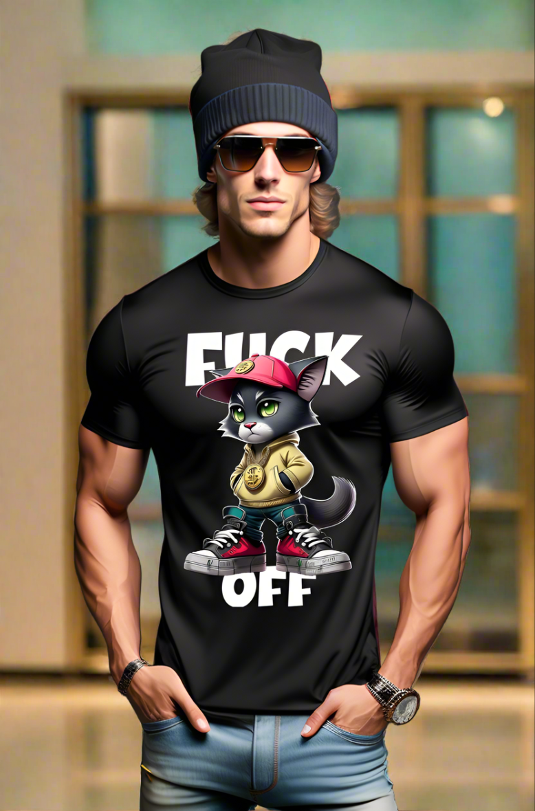 Cat Gangster Fuck Off Art Exclusive T-Shirts | Grooveman Music