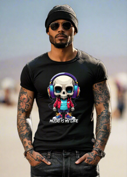 Dj SkullBoy Music is my Life Art Exclusive T-Shirts | Grooveman Music