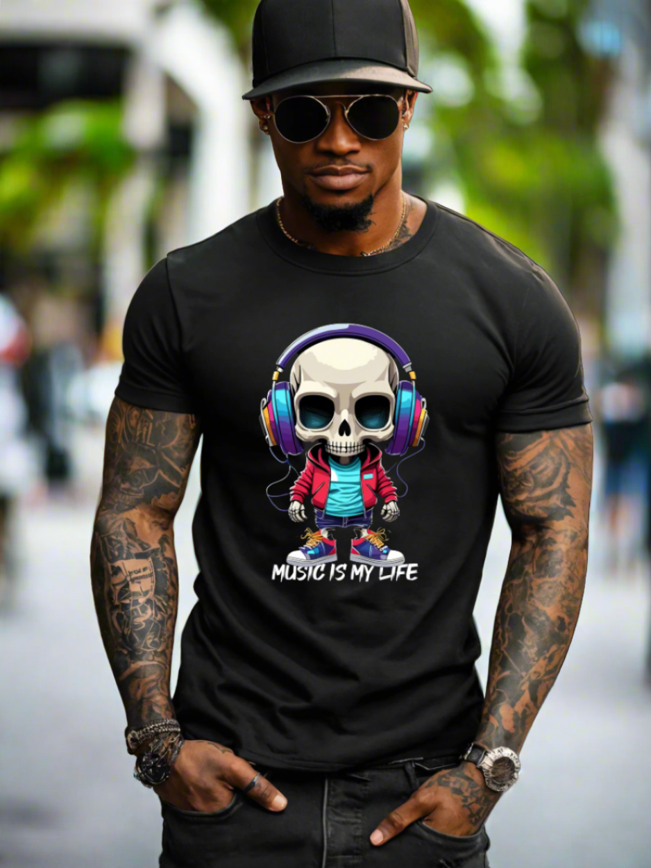 Dj SkullBoy Music is my Life Art Exclusive T-Shirts | Grooveman Music