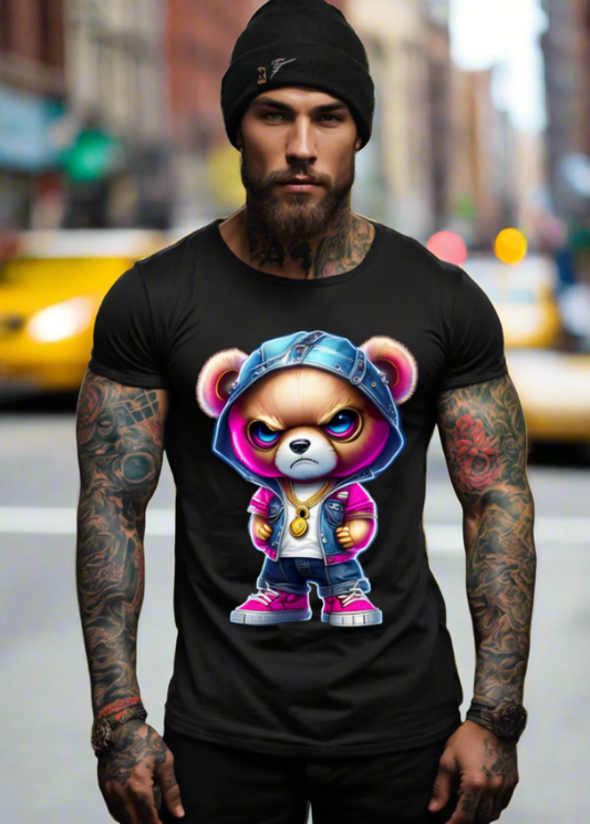 Teddy Angry Pink Art Exclusive T-Shirts | Grooveman Music