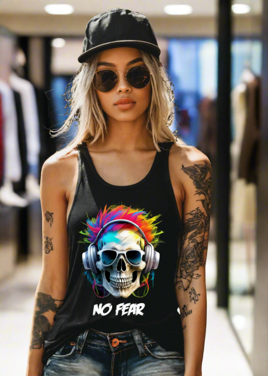 "Exclusive Skull 'No Fear' Art T-Shirt - Unisex Design | Grooveman Music TM"