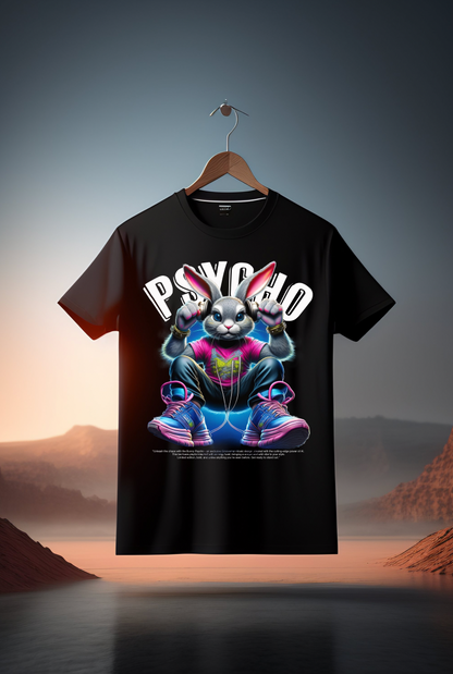 Bunny Psycho Art T-Shirt - Unique and Exclusive Design | Grooveman Music TM"