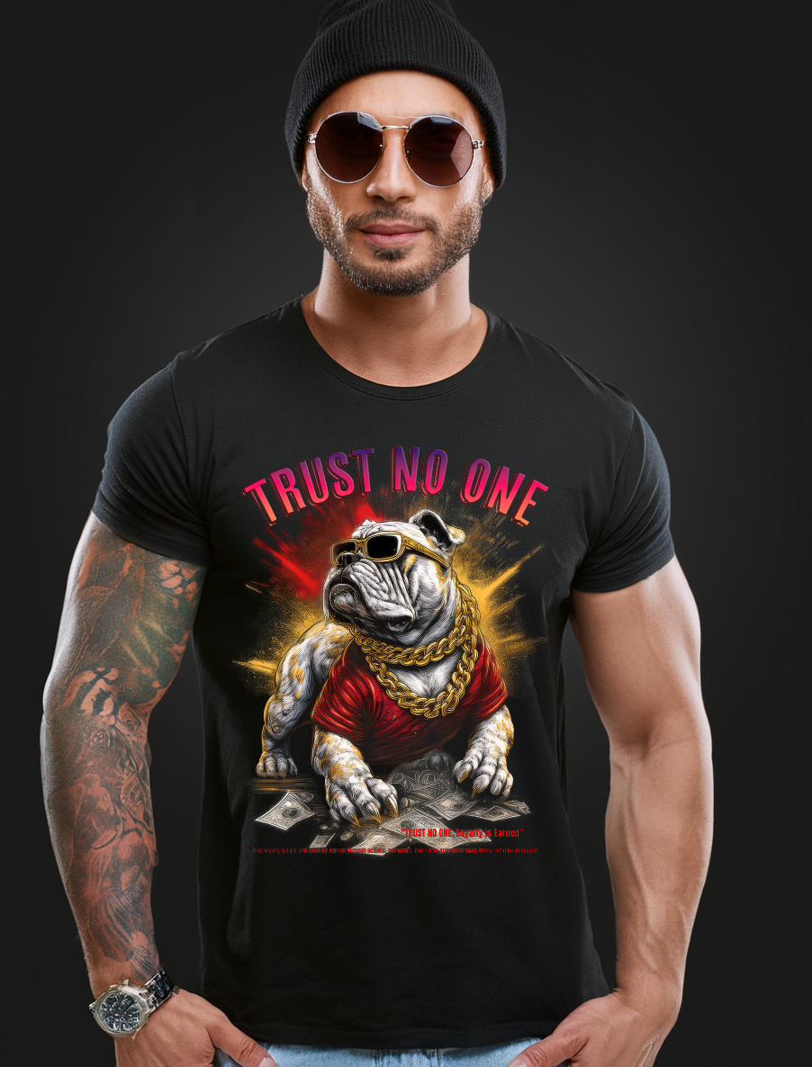 Bulldog Trust No One Art Exclusive T-Shirts | Grooveman Music TM