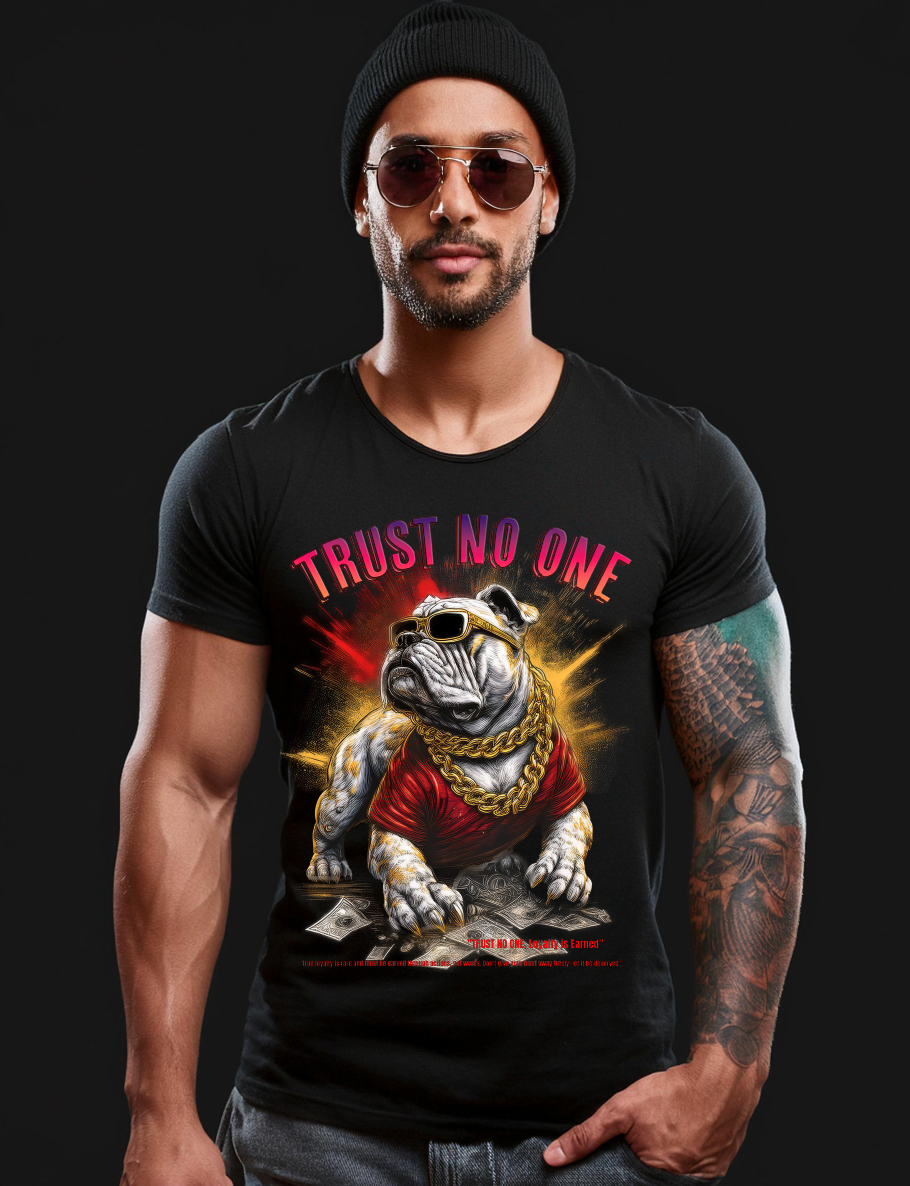 Bulldog Trust No One Art Exclusive T-Shirts | Grooveman Music TM