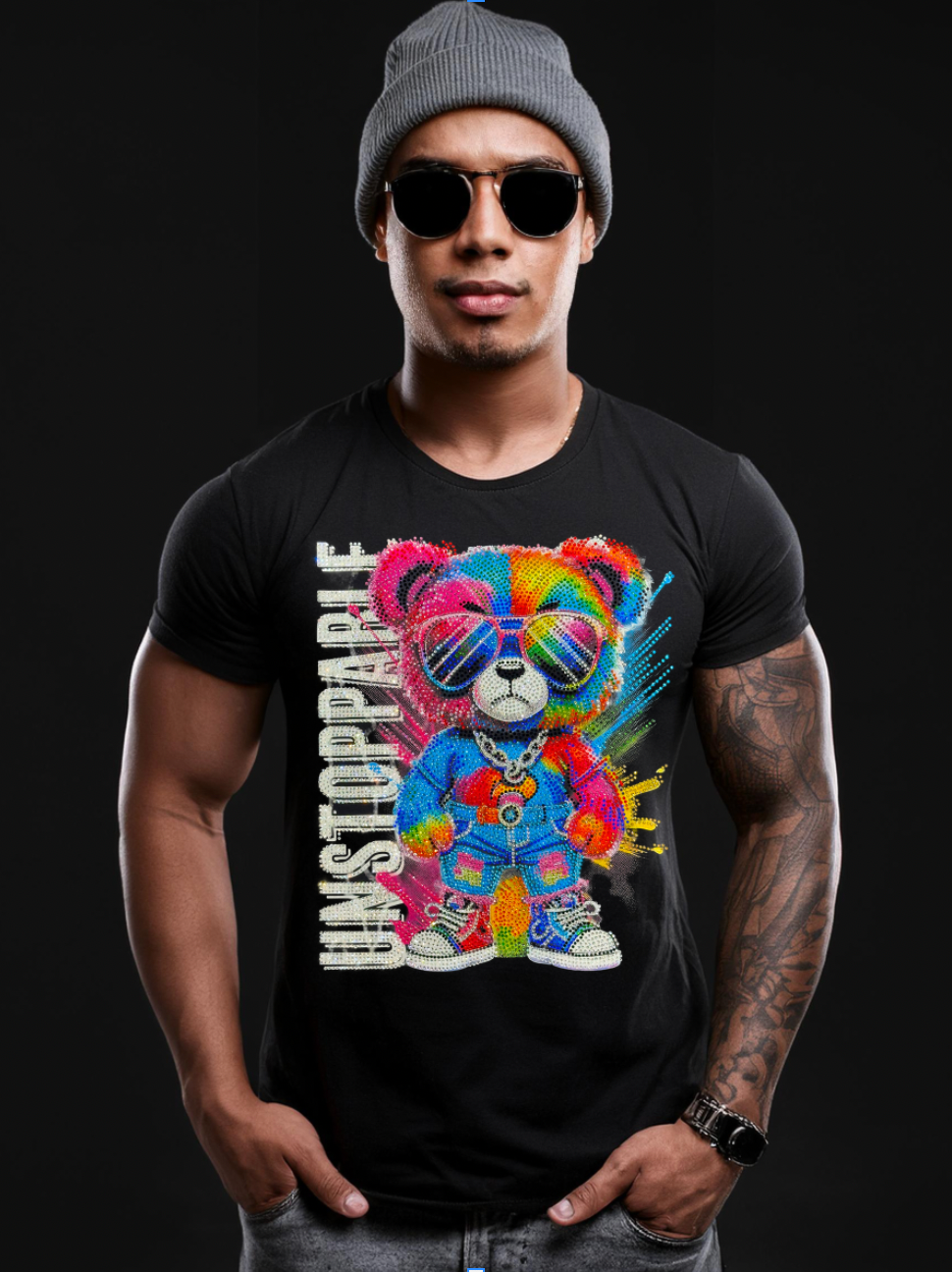 Rhinestones T Shirt Teddy Unstoppable Exclusive | Grooveman Music TM