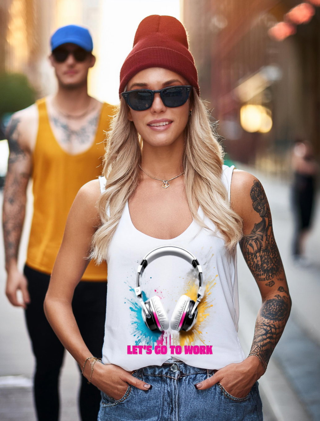 Headphones Let's go to Work Art Exclusive T-Shirts | Grooveman Music TM