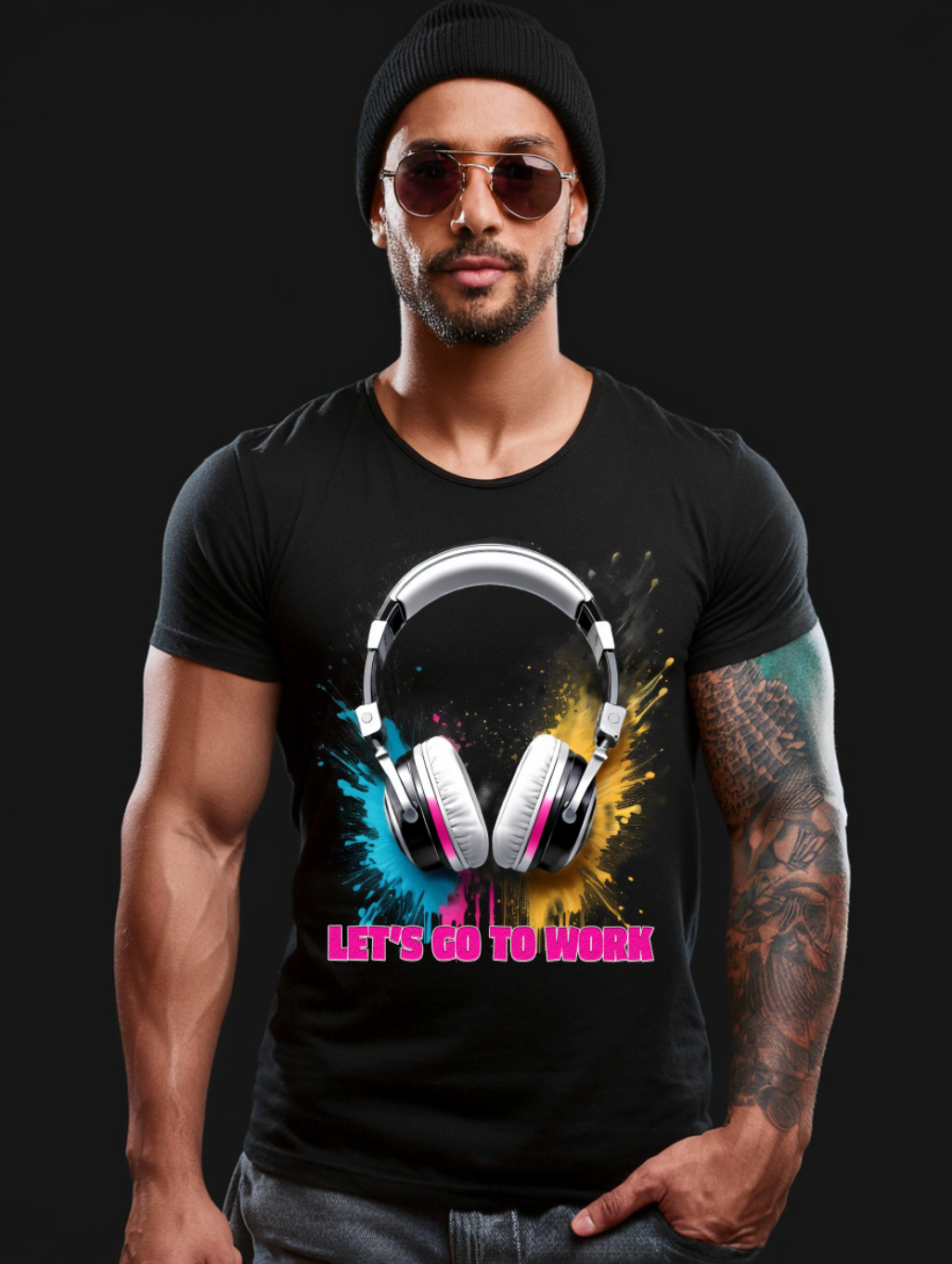 Headphones Let's go to Work Art Exclusive T-Shirts | Grooveman Music TM