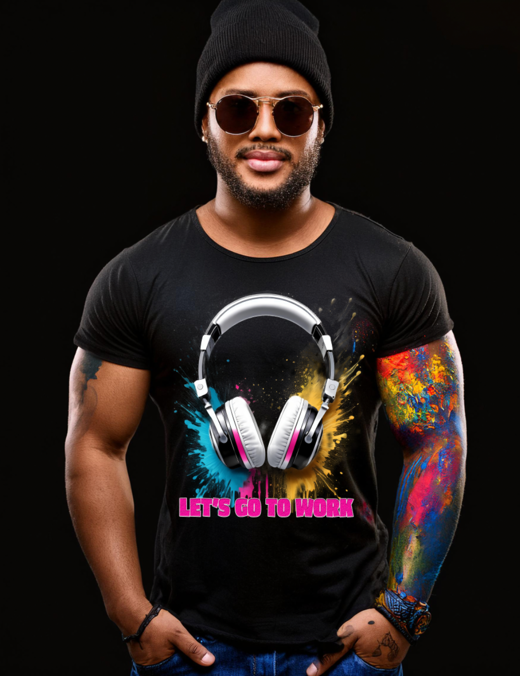 Headphones Let's go to Work Art Exclusive T-Shirts | Grooveman Music TM