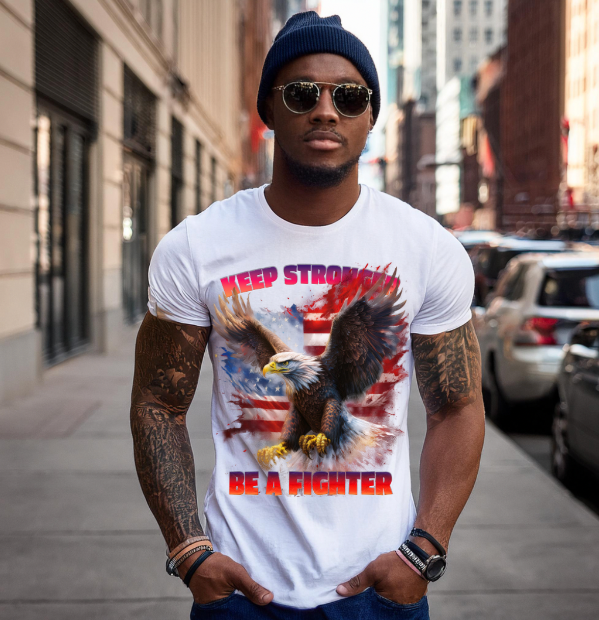 Eagle Keep Stronger Be a Fighter Art T-Shirts | GM TM