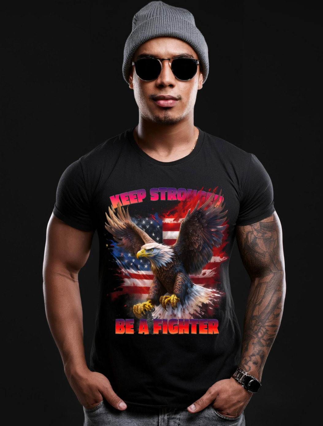 Eagle Keep Stronger Be a Fighter Art T-Shirts | GM TM