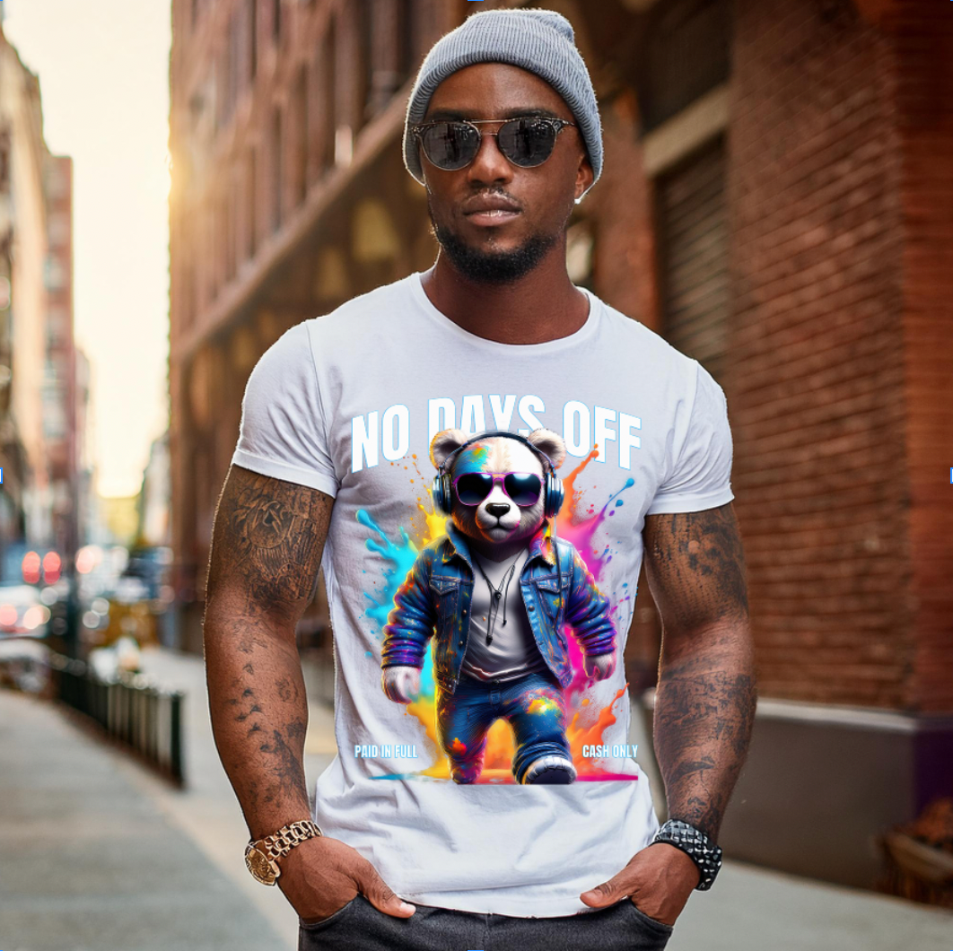 Teddy Walking No Days Off Art T-Shirts | GM Trademark