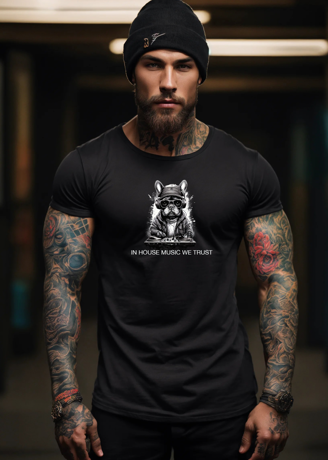 Frenchie In House Music Black Collection Art Exclusive T-Shirts | GM Trademark