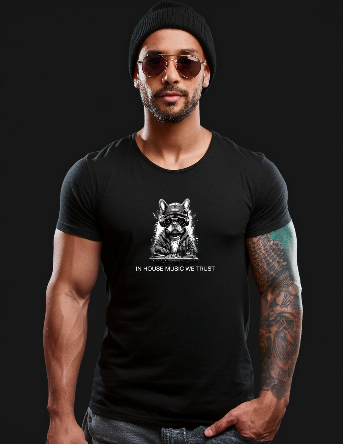 Frenchie In House Music Black Collection Art Exclusive T-Shirts | GM Trademark