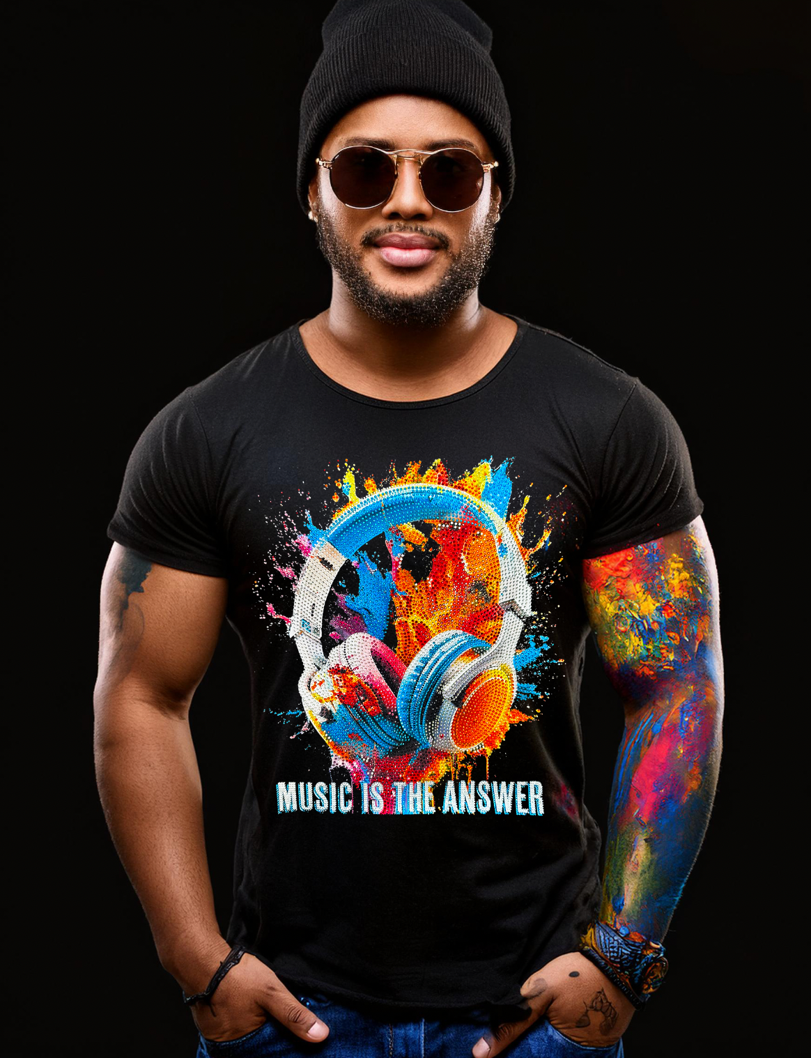 Rhinestones T Shirt Music is the Answer Exclusive | Grooveman Music TM