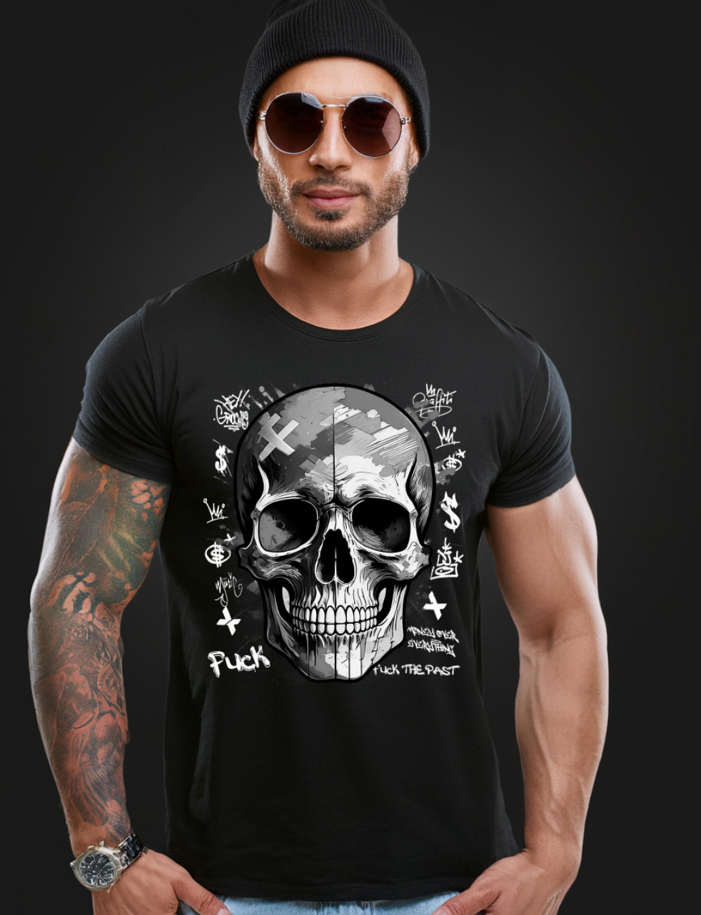 Skull Black and White Art T-Shirts | GM Trademark