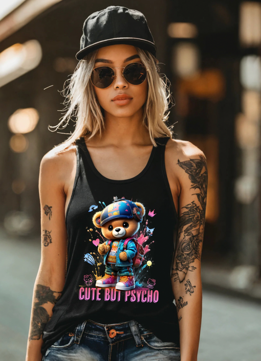 Teddy Cute But Psycho Art Tank Top | GM TM