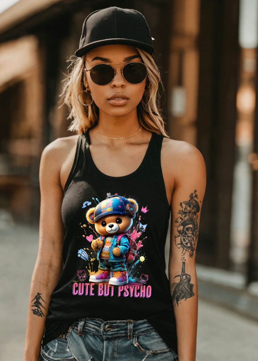 Teddy Cute But Psycho Art Tank Top | GM TM