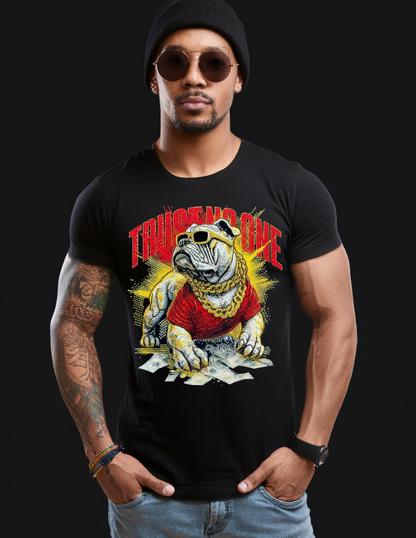 Rhinestones T Shirt Bulldog Trust No One Exclusive | Grooveman Music TM