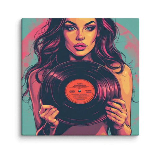 Poster / Wall Art of Sexy Girl Holding A Vinyl Record, 12x12"