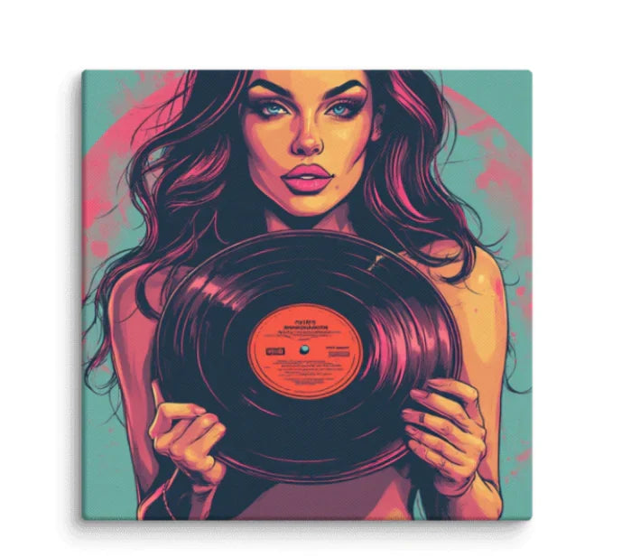 Poster / Wall Art of Sexy Girl Holding A Vinyl Record, 12x12"