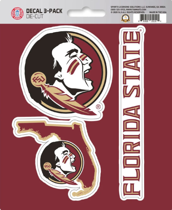 NCAA Official Team Sticker Mats - Set of 3 Stickers Officially Licensed